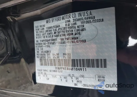 2004 Ford Mustang Gt z USA, uszkodzony, nr VIN 1FAFP45X64F104911